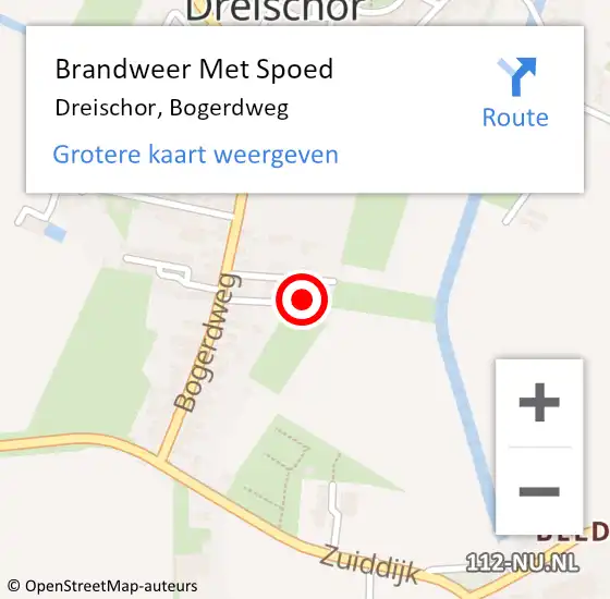 Locatie op kaart van de 112 melding: Brandweer Met Spoed Naar Dreischor, Bogerdweg op 10 februari 2023 11:36