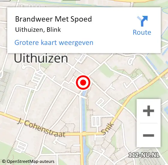 Locatie op kaart van de 112 melding: Brandweer Met Spoed Naar Uithuizen, Blink op 10 februari 2023 11:55