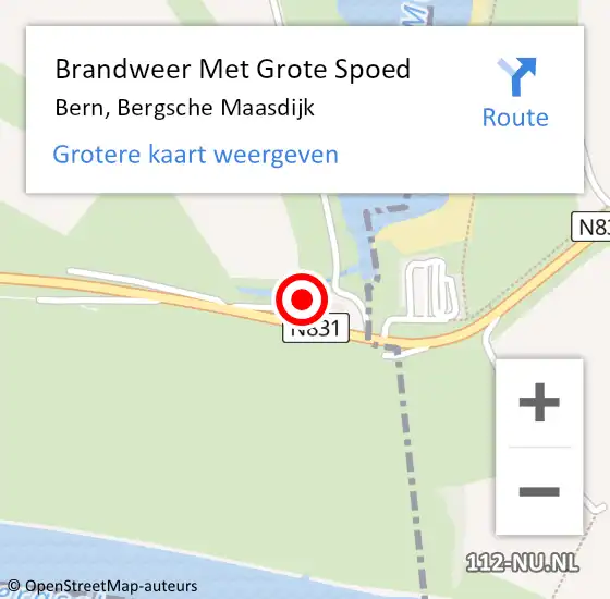 Locatie op kaart van de 112 melding: Brandweer Met Grote Spoed Naar Bern, Bergsche Maasdijk op 10 februari 2023 12:18