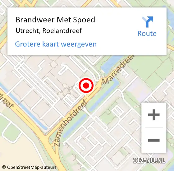 Locatie op kaart van de 112 melding: Brandweer Met Spoed Naar Utrecht, Roelantdreef op 10 februari 2023 13:25