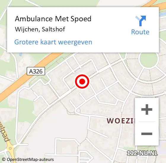 Locatie op kaart van de 112 melding: Ambulance Met Spoed Naar Wijchen, Saltshof op 10 februari 2023 14:45