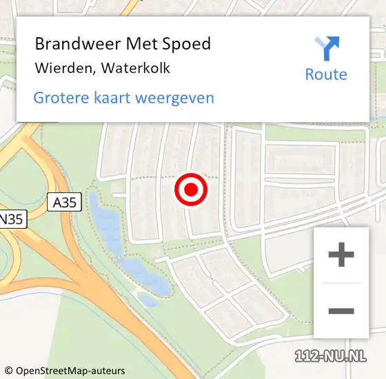 Locatie op kaart van de 112 melding: Brandweer Met Spoed Naar Wierden, Waterkolk op 15 augustus 2014 08:43