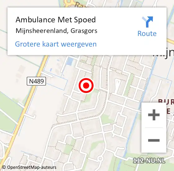 Locatie op kaart van de 112 melding: Ambulance Met Spoed Naar Mijnsheerenland, Grasgors op 10 februari 2023 15:17
