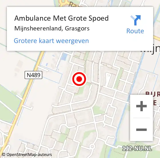 Locatie op kaart van de 112 melding: Ambulance Met Grote Spoed Naar Mijnsheerenland, Grasgors op 10 februari 2023 15:19