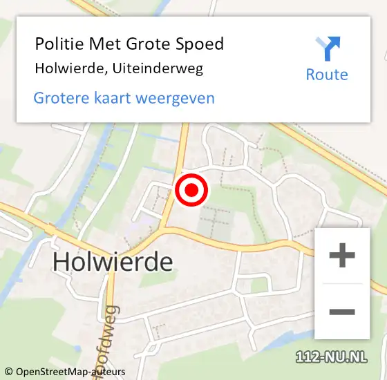 Locatie op kaart van de 112 melding: Politie Met Grote Spoed Naar Holwierde, Uiteinderweg op 10 februari 2023 15:55