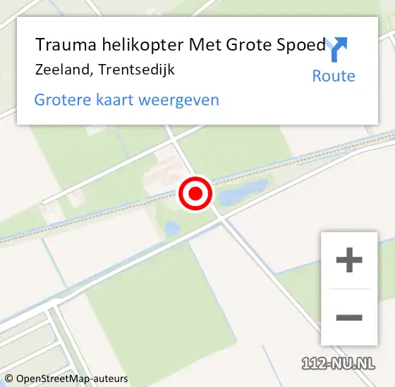 Locatie op kaart van de 112 melding: Trauma helikopter Met Grote Spoed Naar Zeeland, Trentsedijk op 10 februari 2023 17:32