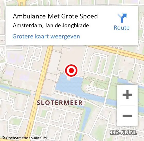 Locatie op kaart van de 112 melding: Ambulance Met Grote Spoed Naar Amsterdam, Jan de Jonghkade op 10 februari 2023 18:42