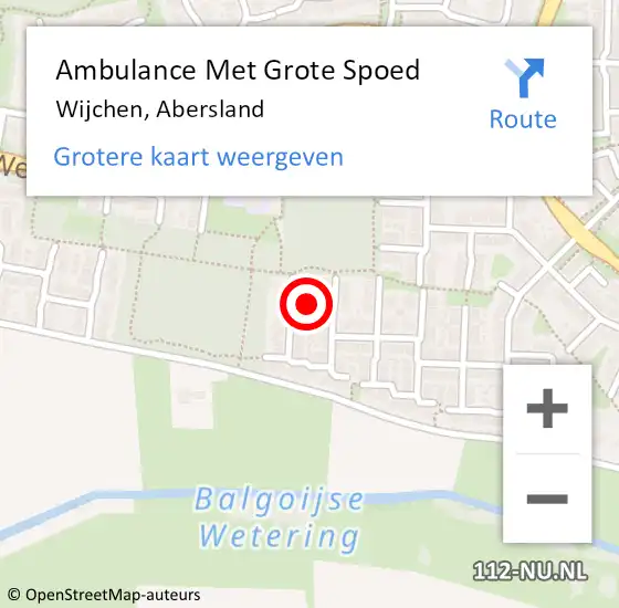Locatie op kaart van de 112 melding: Ambulance Met Grote Spoed Naar Wijchen, Abersland op 10 februari 2023 22:32