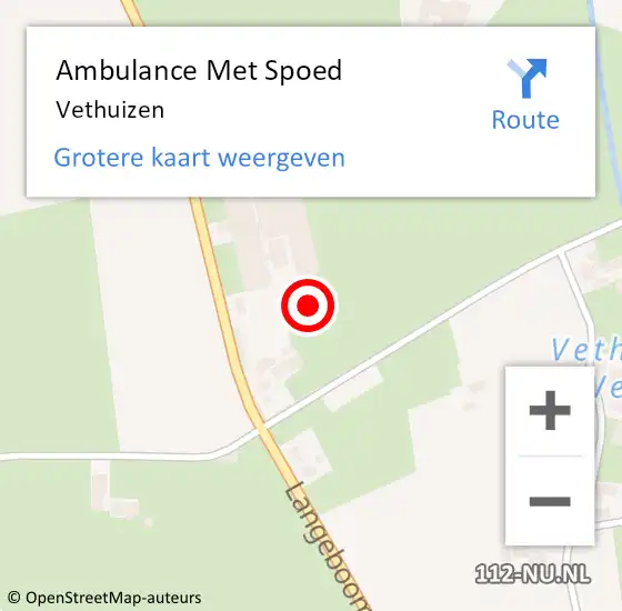 Locatie op kaart van de 112 melding: Ambulance Met Spoed Naar Vethuizen op 10 februari 2023 22:50