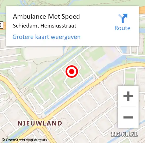 Locatie op kaart van de 112 melding: Ambulance Met Spoed Naar Schiedam, Heinsiusstraat op 11 februari 2023 03:23