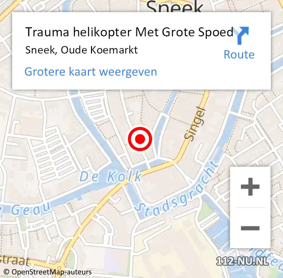 Locatie op kaart van de 112 melding: Trauma helikopter Met Grote Spoed Naar Sneek, Oude Koemarkt op 11 februari 2023 06:37