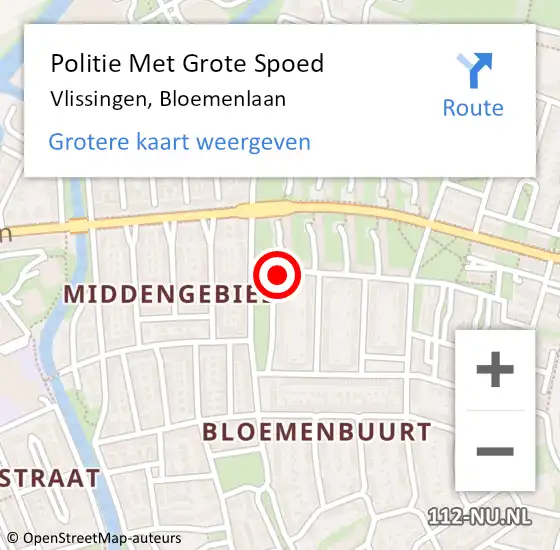 Locatie op kaart van de 112 melding: Politie Met Grote Spoed Naar Vlissingen, Bloemenlaan op 11 februari 2023 09:58