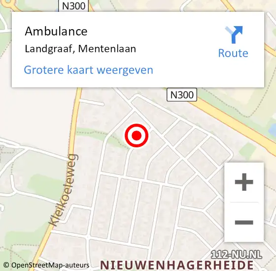 Locatie op kaart van de 112 melding: Ambulance Landgraaf, Mentenlaan op 15 augustus 2014 10:03