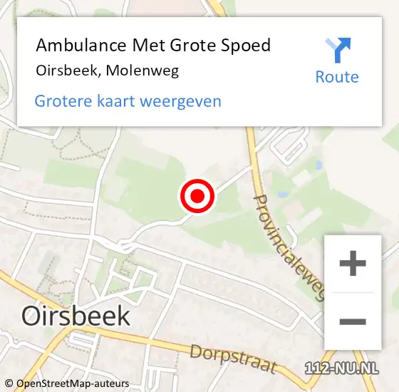Locatie op kaart van de 112 melding: Ambulance Met Grote Spoed Naar Oirsbeek, Molenweg op 11 februari 2023 10:34