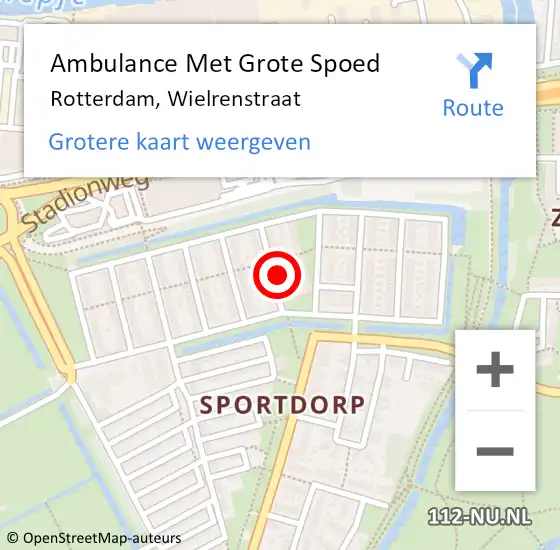 Locatie op kaart van de 112 melding: Ambulance Met Grote Spoed Naar Rotterdam, Wielrenstraat op 11 februari 2023 11:18