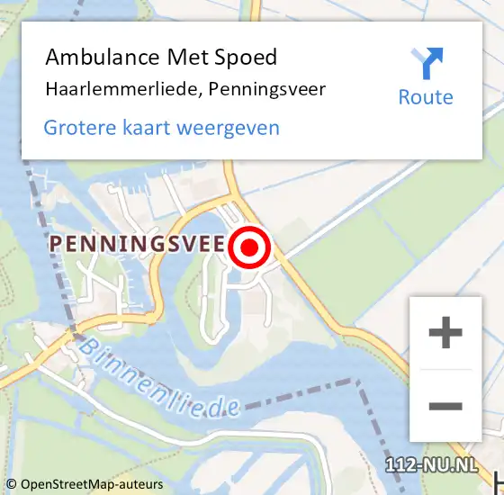 Locatie op kaart van de 112 melding: Ambulance Met Spoed Naar Haarlemmerliede, Penningsveer op 11 februari 2023 11:53