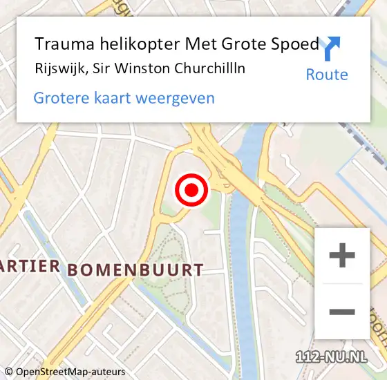 Locatie op kaart van de 112 melding: Trauma helikopter Met Grote Spoed Naar Rijswijk, Sir Winston Churchillln op 11 februari 2023 14:59