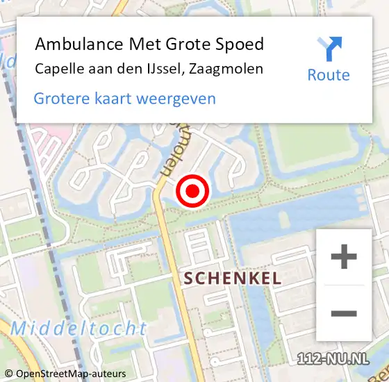 Locatie op kaart van de 112 melding: Ambulance Met Grote Spoed Naar Capelle aan den IJssel, Zaagmolen op 11 februari 2023 15:15