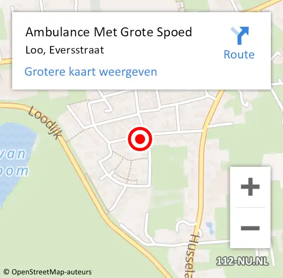 Locatie op kaart van de 112 melding: Ambulance Met Grote Spoed Naar Loo, Eversstraat op 11 februari 2023 15:52