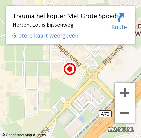 Locatie op kaart van de 112 melding: Trauma helikopter Met Grote Spoed Naar Herten, Louis Eijssenweg op 11 februari 2023 16:34