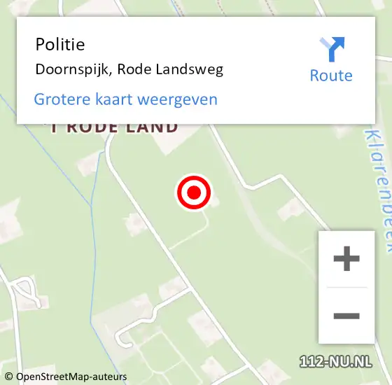 Locatie op kaart van de 112 melding: Politie Doornspijk, Rode Landsweg op 11 februari 2023 16:42