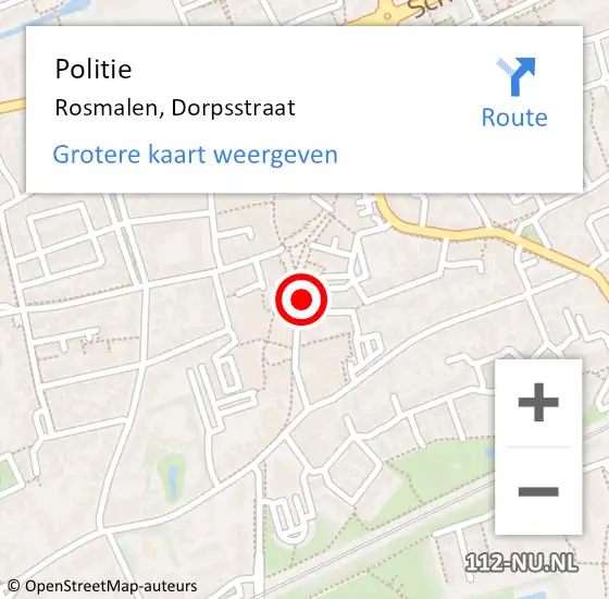 Locatie op kaart van de 112 melding: Politie Rosmalen, Dorpsstraat op 11 februari 2023 17:09