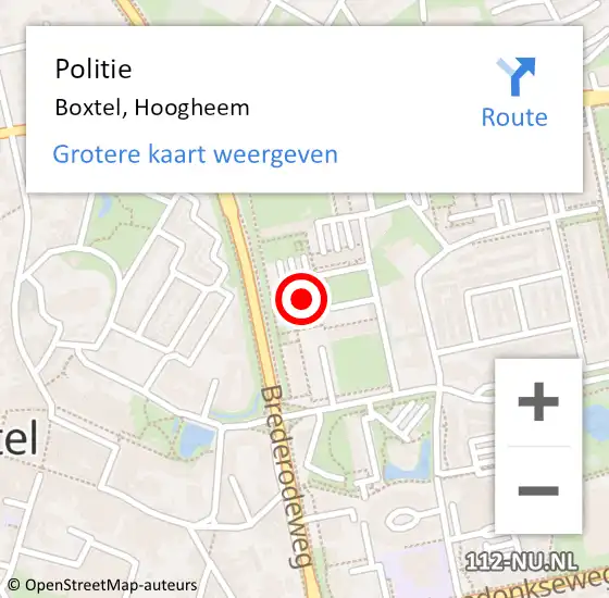 Locatie op kaart van de 112 melding: Politie Boxtel, Hoogheem op 11 februari 2023 19:08