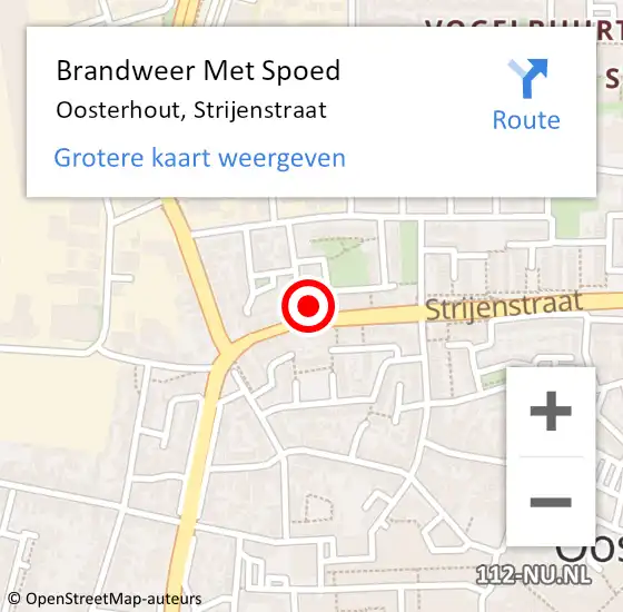 Locatie op kaart van de 112 melding: Brandweer Met Spoed Naar Oosterhout, Strijenstraat op 11 februari 2023 20:36