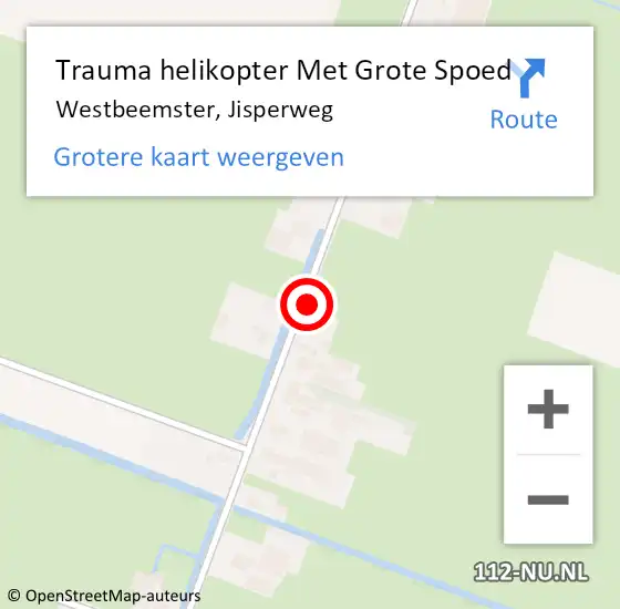 Locatie op kaart van de 112 melding: Trauma helikopter Met Grote Spoed Naar Westbeemster, Jisperweg op 11 februari 2023 21:53