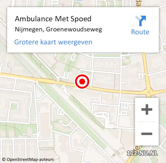 Locatie op kaart van de 112 melding: Ambulance Met Spoed Naar Nijmegen, Groenewoudseweg op 11 februari 2023 21:59