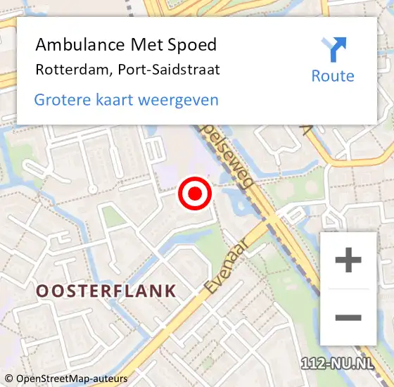 Locatie op kaart van de 112 melding: Ambulance Met Spoed Naar Rotterdam, Port-Saidstraat op 12 februari 2023 01:14