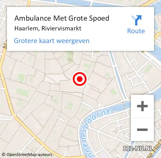 Locatie op kaart van de 112 melding: Ambulance Met Grote Spoed Naar Haarlem, Riviervismarkt op 12 februari 2023 01:19