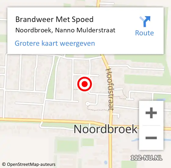 Locatie op kaart van de 112 melding: Brandweer Met Spoed Naar Noordbroek, Nanno Mulderstraat op 12 februari 2023 01:59