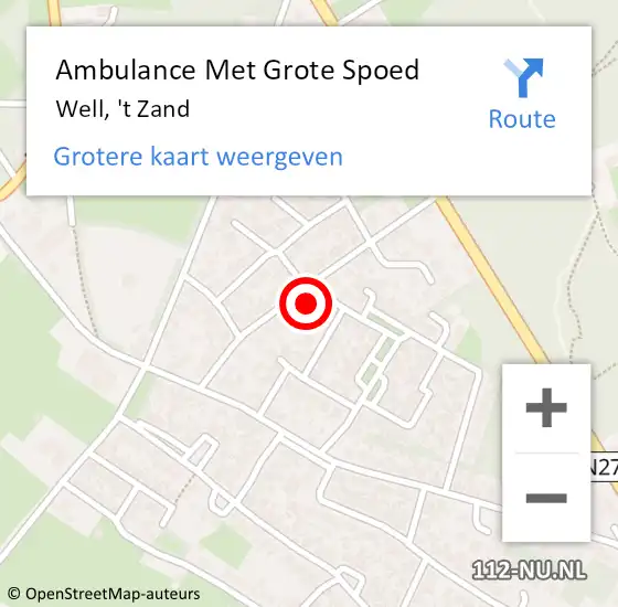 Locatie op kaart van de 112 melding: Ambulance Met Grote Spoed Naar Well, 't Zand op 12 februari 2023 03:09