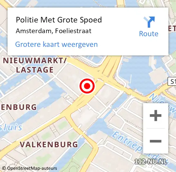 Locatie op kaart van de 112 melding: Politie Met Grote Spoed Naar Amsterdam, Foeliestraat op 12 februari 2023 04:33