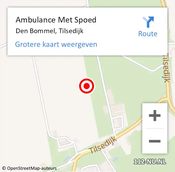 Locatie op kaart van de 112 melding: Ambulance Met Spoed Naar Den Bommel, Tilsedijk op 12 februari 2023 07:22
