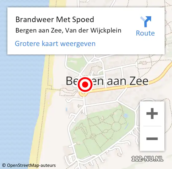 Locatie op kaart van de 112 melding: Brandweer Met Spoed Naar Bergen aan Zee, Van der Wijckplein op 12 februari 2023 08:02