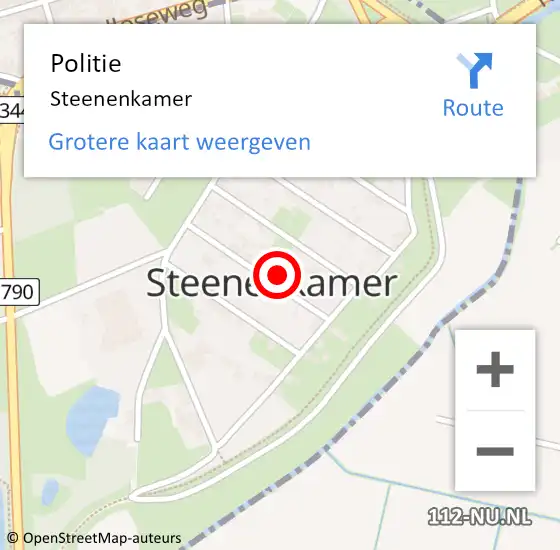 Locatie op kaart van de 112 melding: Politie Steenenkamer op 12 februari 2023 09:57