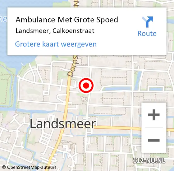 Locatie op kaart van de 112 melding: Ambulance Met Grote Spoed Naar Landsmeer, Calkoenstraat op 12 februari 2023 10:05