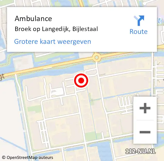 Locatie op kaart van de 112 melding: Ambulance Broek op Langedijk, Bijlestaal op 12 februari 2023 10:06