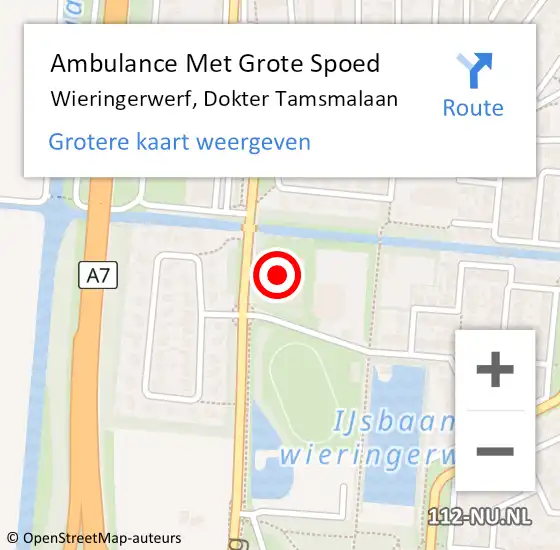 Locatie op kaart van de 112 melding: Ambulance Met Grote Spoed Naar Wieringerwerf, Dokter Tamsmalaan op 12 februari 2023 11:40