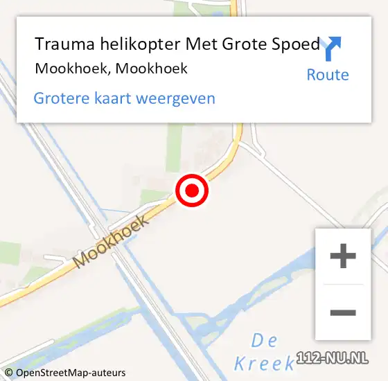Locatie op kaart van de 112 melding: Trauma helikopter Met Grote Spoed Naar Mookhoek, Mookhoek op 12 februari 2023 13:50