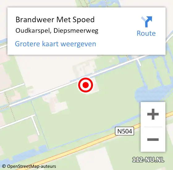 Locatie op kaart van de 112 melding: Brandweer Met Spoed Naar Oudkarspel, Diepsmeerweg op 12 februari 2023 15:35