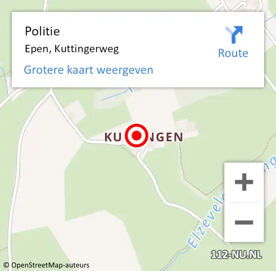 Locatie op kaart van de 112 melding: Politie Epen, Kuttingerweg op 12 februari 2023 17:31