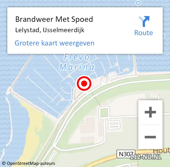 Locatie op kaart van de 112 melding: Brandweer Met Spoed Naar Lelystad, IJsselmeerdijk op 12 februari 2023 17:51