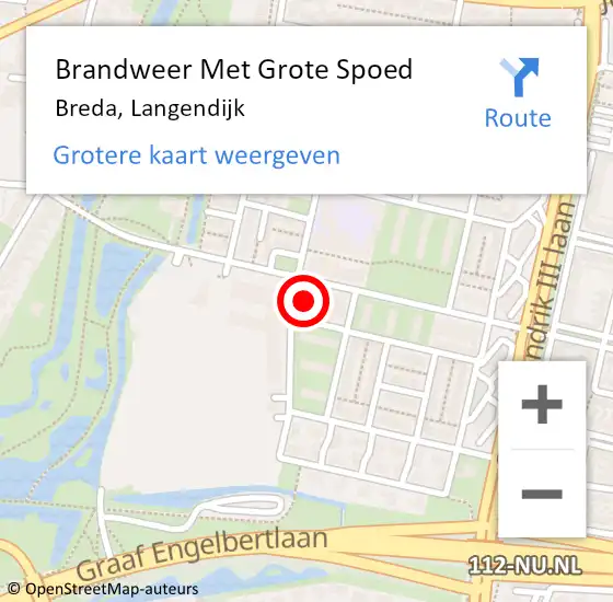 Locatie op kaart van de 112 melding: Brandweer Met Grote Spoed Naar Breda, Langendijk op 12 februari 2023 17:58