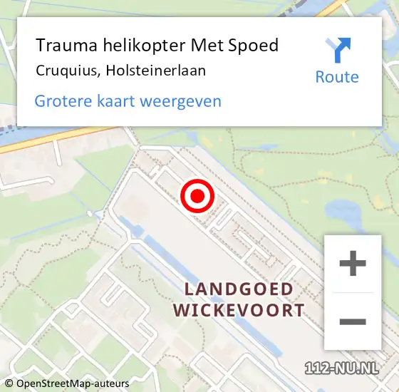 Locatie op kaart van de 112 melding: Trauma helikopter Met Spoed Naar Cruquius, Holsteinerlaan op 12 februari 2023 19:40