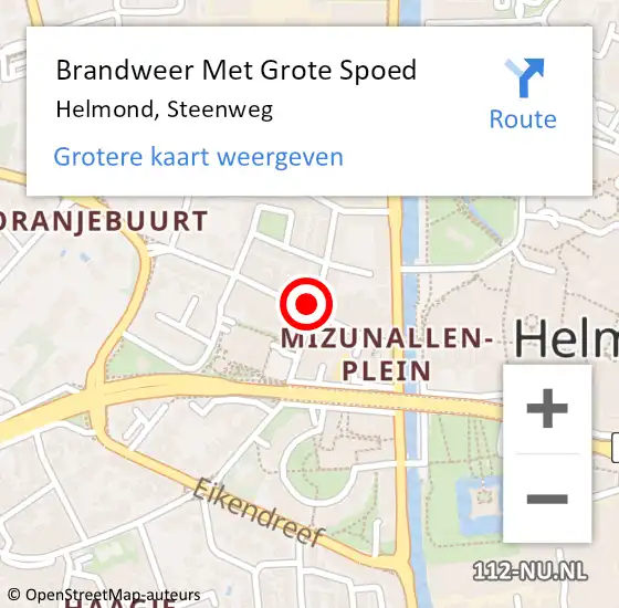 Locatie op kaart van de 112 melding: Brandweer Met Grote Spoed Naar Helmond, Steenweg op 12 februari 2023 20:58