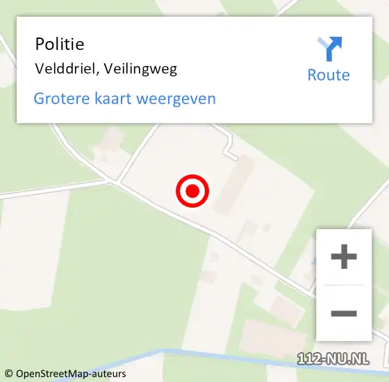 Locatie op kaart van de 112 melding: Politie Velddriel, Veilingweg op 12 februari 2023 22:21