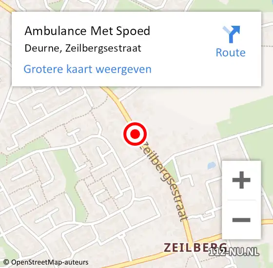 Locatie op kaart van de 112 melding: Ambulance Met Spoed Naar Deurne, Zeilbergsestraat op 15 augustus 2014 12:47